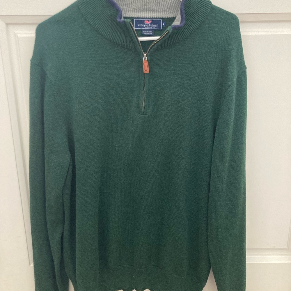 Vineyard Vines Deep Green Zip-Up Sweater